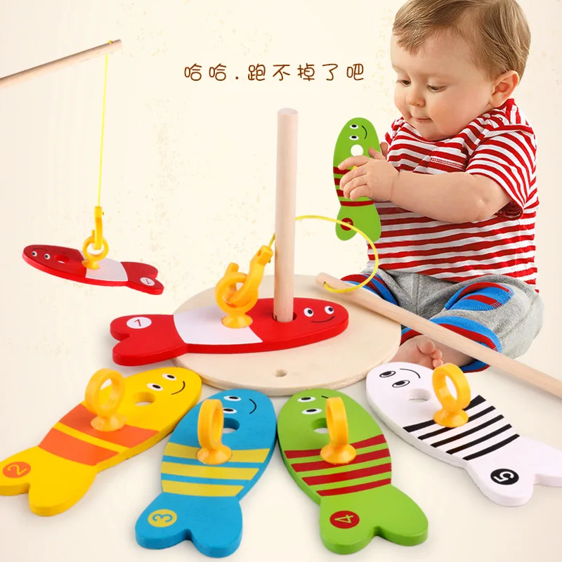 Wooden digital fishing set post game parent-child puzzle early education toy 3-7 years old kindergarten supplies teaching aids