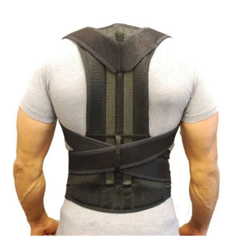 Adjustable Black Back Posture Corrector with Lumbar Spine Support