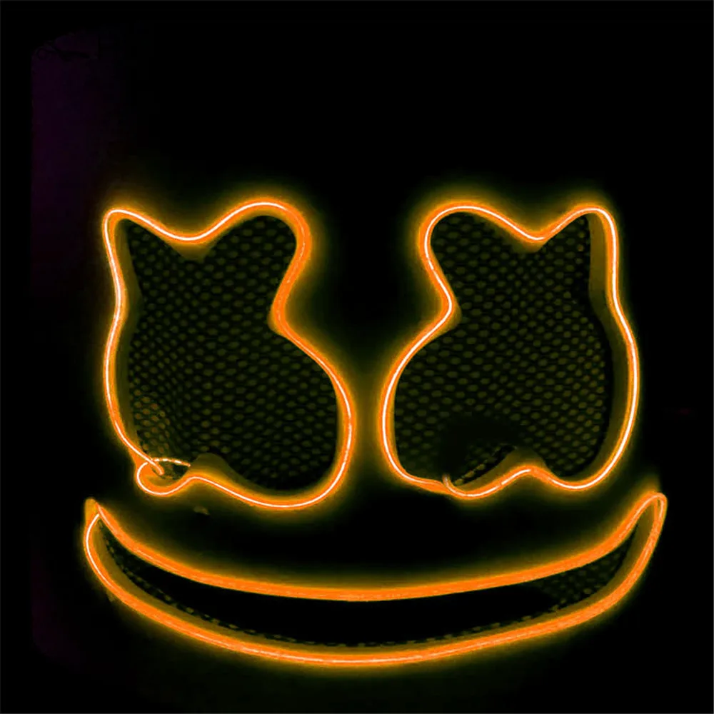 DJ светодиодный маска Marshmellos светящиеся маски ночной клуб EVA вечерние костюмы белая маска взрослый костюм на Хэллоуин Бар фестиваль Hicello - Цвет: Orange