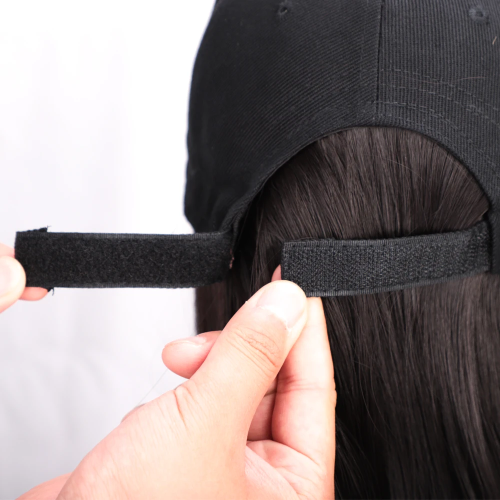 22inch Long Wave Baseball Cap Hair Wig Synthetic Cap Wig Hair Extension Naturally Connect Adjustable for Women Party Use