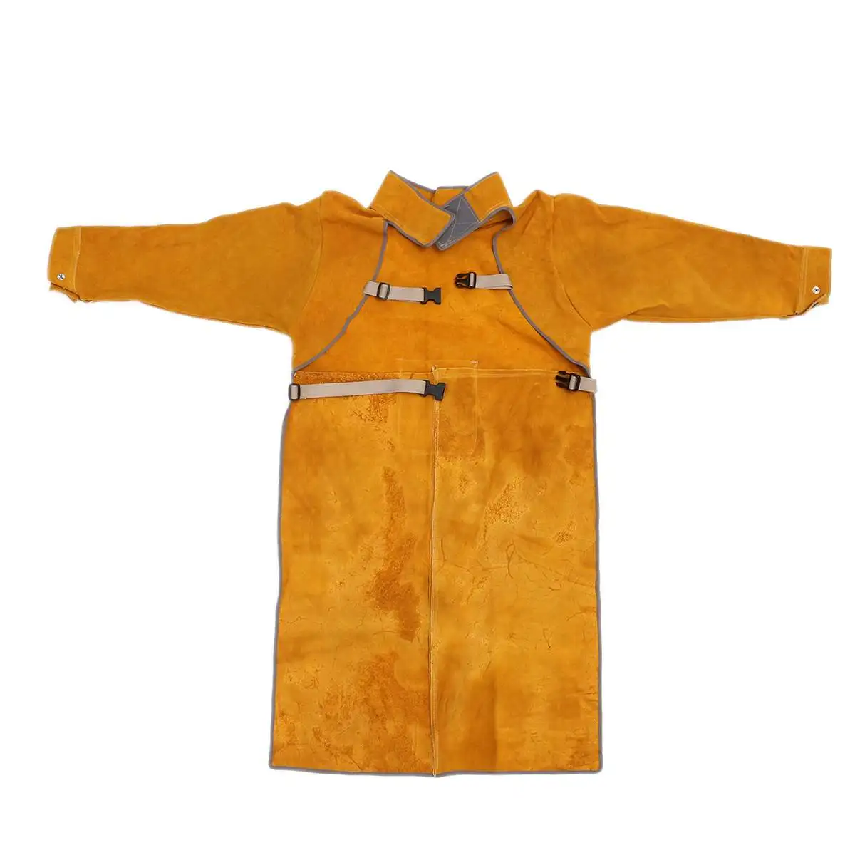 Прочная кожаная сварочная длинная куртка фартук защитная одежда костюм сварщик Рабочая безопасность одежда
