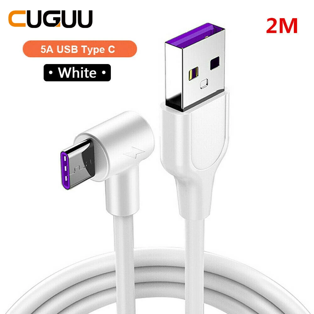 5А usb type-C кабель для быстрой зарядки для Xiaomi 90 Угол зарядного устройства кабели для передачи данных 1 м 2 м type-C провод зарядное устройство для телефона huawei mate