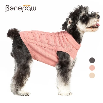 

Benepaw Cozy Turtleneck Knit Dog Sweater For Small Medium Dogs Comfortable Warm Pet Jumper Classic Clothes Winter Autumn