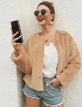 

Autumn Veste Femme Fleece Winter Coat Women Women Short Faux Fur Coat Plush Jacket Mujer Chaqueta Mujer Slim Fit Overcoat