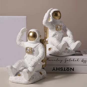 

Home Decor Statues Nordic Decoration Modern Abstract Sculpture Figurine For Home Artware Astronaut Bookend 2PCS