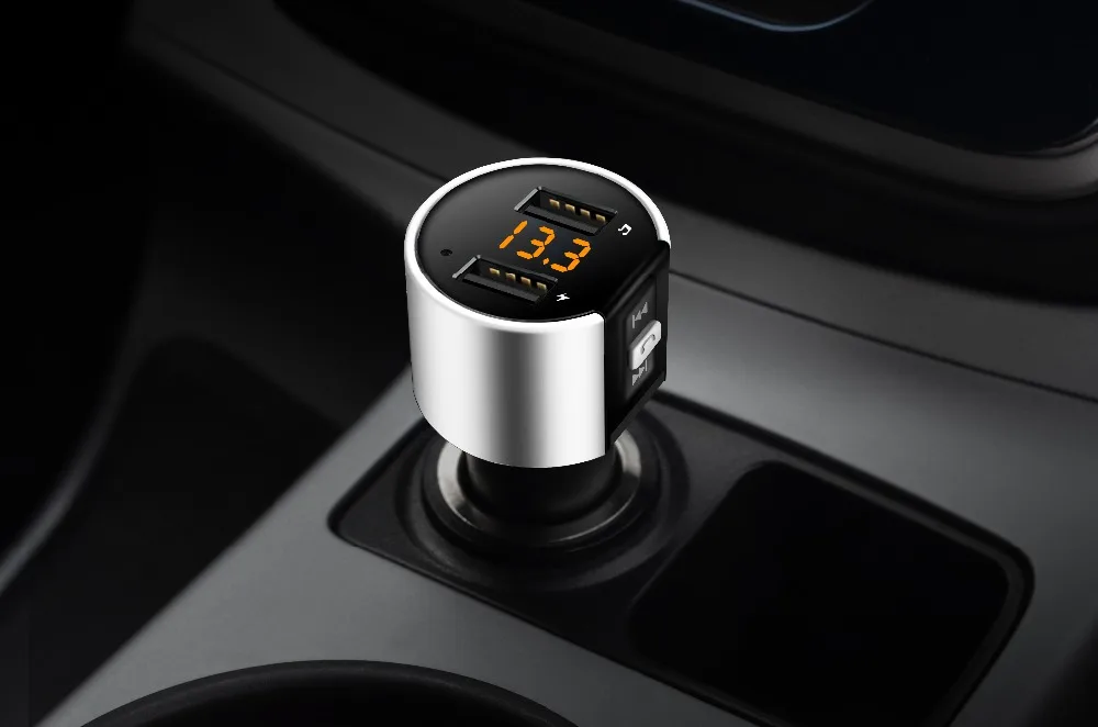 Bluetooth fands-free автомобильный комплект fm-передатчик адаптер с двойным USB быстрым зарядным устройством беспроводной аудио misic mp3-плеер