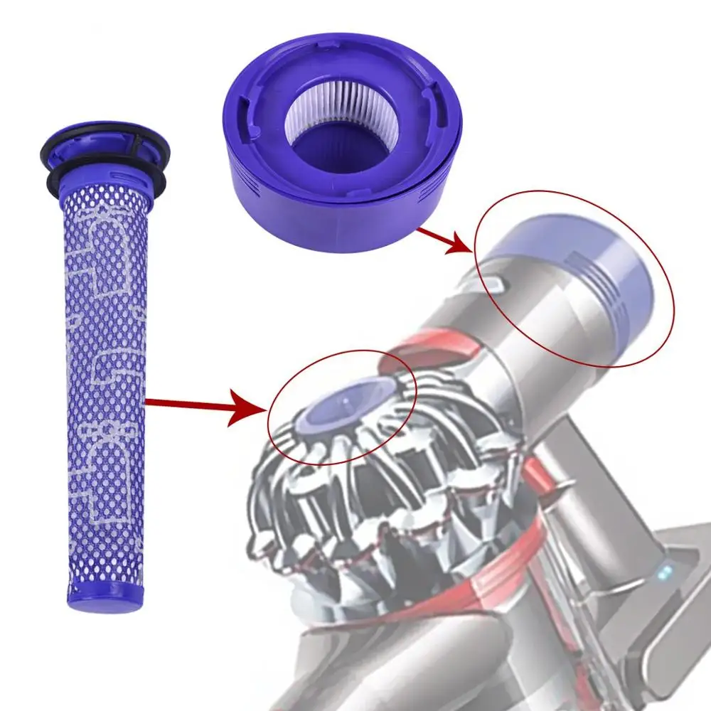 2 упаковки предварительно и фильтры конечной очистки Замена для Dyson V7 и V8 беспроводной вакуумный Комплект фильтров заменить # DY-96566101 DY-96747801
