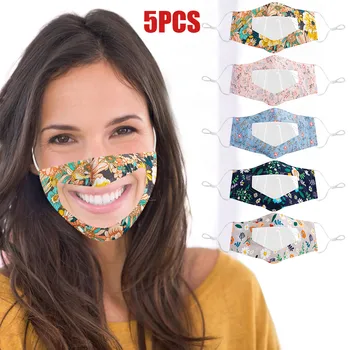 

5pcs Visible Mouth Cover Face Mask With Clear Window Visible Expression Face Cover For Deaf People Outdoor Mouth Mask mascarilla