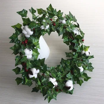 

Cotton Berry Wreath Artificial Leaves Floral Wreath for Outdoor Indoor Wedding Decor christmas wreath decorations NEW S27