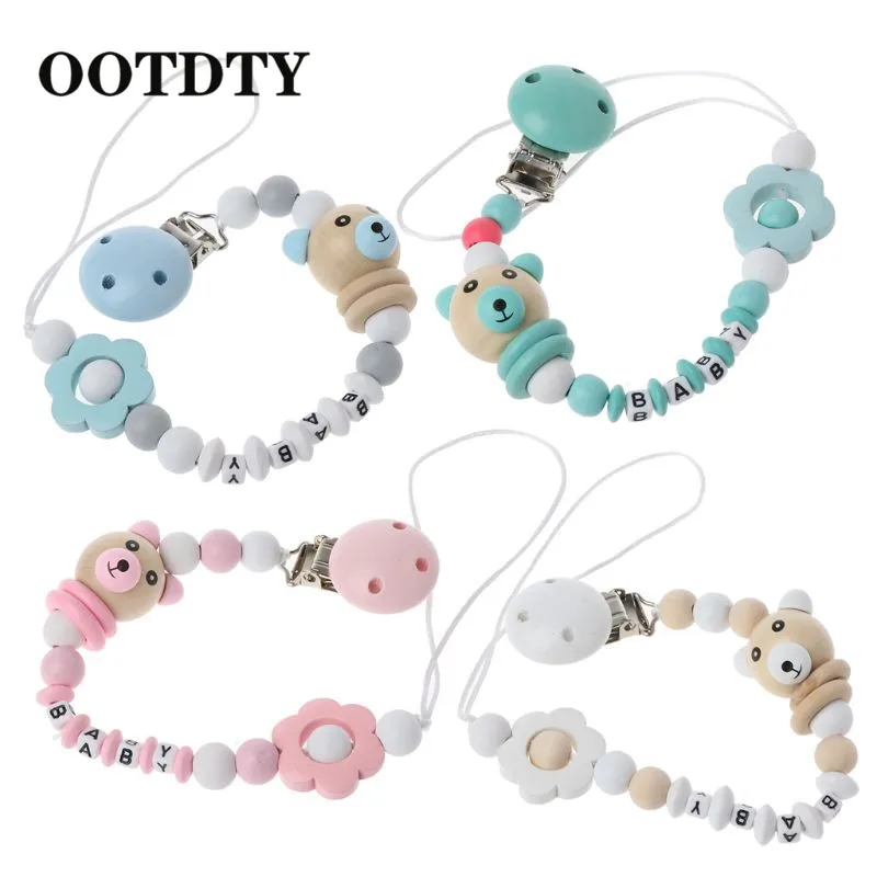 OOTDTY, Детская соска, зажим, сососка, цепь, панда, форма, ручная работа, милые цветные бусины, фиксатор, держатель, держатель для ребенка, держатель для ребенка