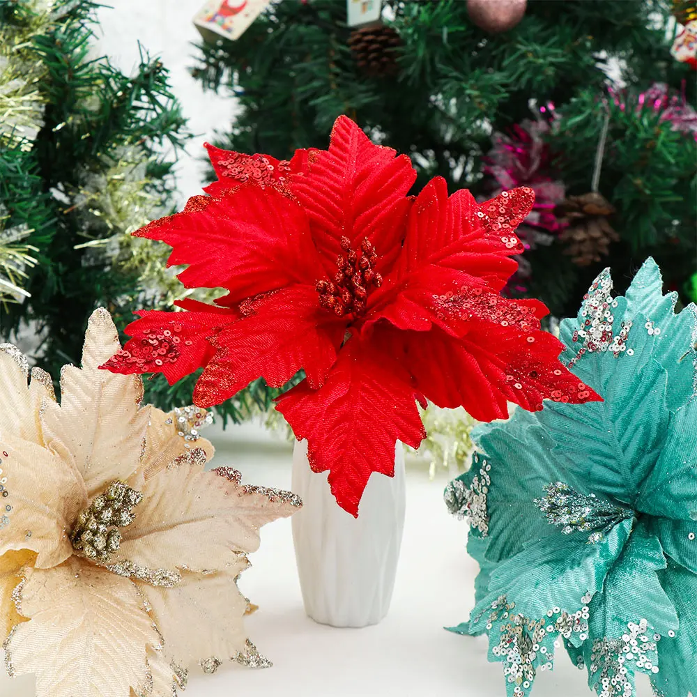 Poinsettia Artificial Christmas Flowers Artificial Flower Decoration