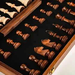 Foldable Chess Set Pieces Vintage Outdoor Wooden Chess Box Board Game Family Table Adults 3d Japanese Juegos De Mesa Sports QXF5