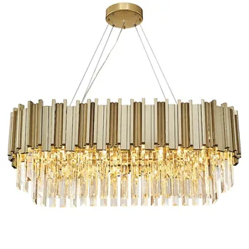 

Modern K9 Crystal Chandelier Lighting Oval LED Hanging Light for Living Dining Room Bedroom Restaurant Decoration