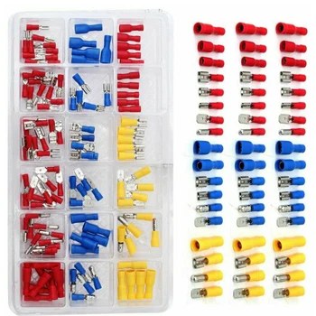 

120PCS Car Electrical Wire Terminals Insulated Crimp Connectors Spade Tool Kits MPD 1.25-156 X Bullet Male Connector XRed
