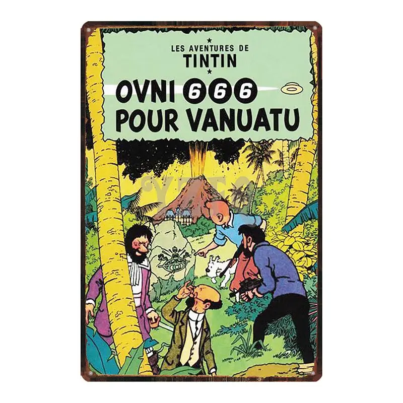 Tintin мультфильм металлический знак железная живопись Настенная Доска Металл Винтаж паб детская комната коробки и шкатулки декоративные ручной работы Ретро плакат 30X20 см DU-4189A - Цвет: DU-4206