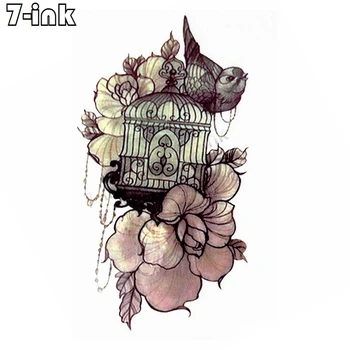 

Temporary Tatoo Sticker body art bird flower birdcage skull Water Transfer Fake Tattoo Flash tatto for women men