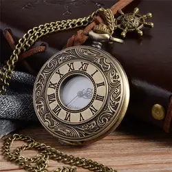 Винтажные бронзовые, в стиле стимпанк карманные часы римские цифры Кварцевые ожерелье карманные часы цепочка мужские и женские часы Relogio De