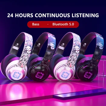 

Wireless Bluetooth Headset 5.0 Music Glowing Headphone Computer Phone Headset Sports Running Headset Subwoofer