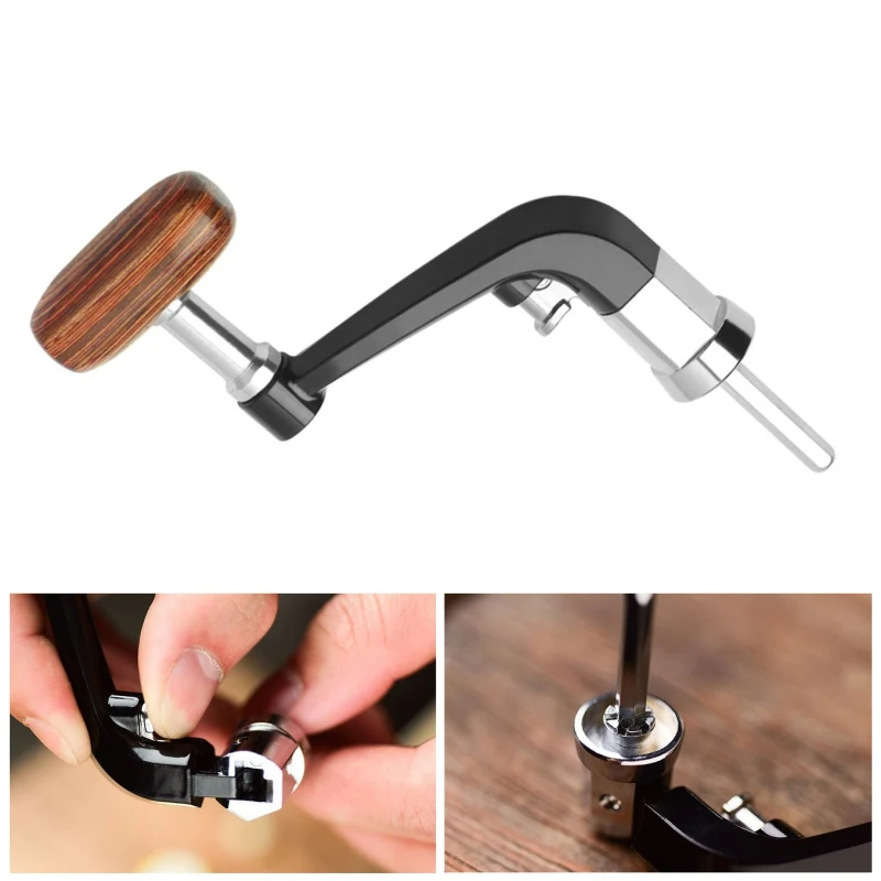 

Folding Spinning Fishing Reel Handle Fisherwheel Fish Accessories Wheel Fisherwheel Rocker Metal Shaker Solid Wooden Grip