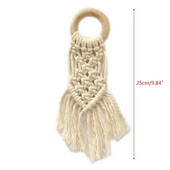 

Children Baby Teether Wooden Cotton Pendant Kids Room Wall Hand-woven Ornaments DXAD