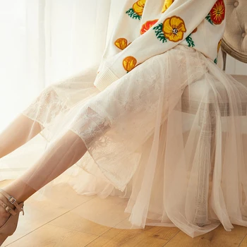 

Clothes Very Fairy Mesh Lace Skirt 4 Colors Slim High Waist All-match Elegant A- line Skirt 20 Autumn New