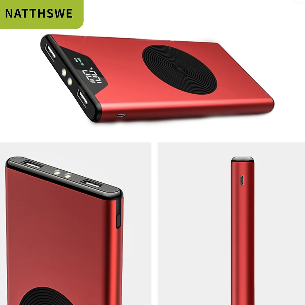 Портативное зарядное устройство NATTHSWE 10000 мА/ч внешний аккумулятор двойной USB
