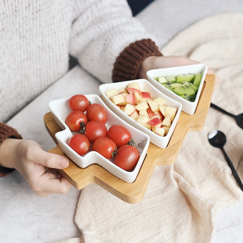 Creative Ceramics Christmas Tree Wood Tray  (4)