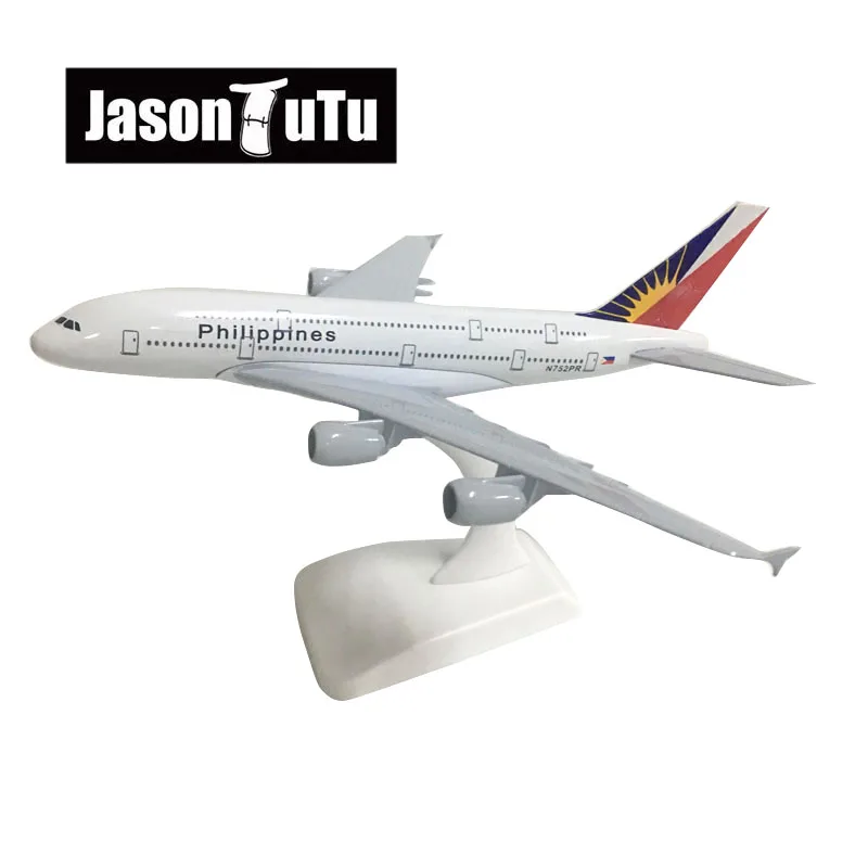 JASON TUTU 20cm Philippines Airbus A380 Airplane Model Plane Model Aircraft Diecast Metal 1/300 Scale Planes Factory Wholesale jason tutu 20cm korean air airbus a380 airplane model plane model aircraft diecast metal 1 300 scale planes factory wholesale