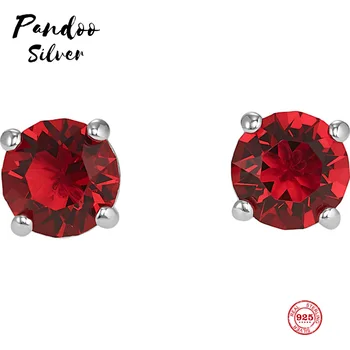 

PANDOO Fashion Charm Sterling Silver Original 1:1 Copy, Red Elegant And Exquisite Wild Earrings Women's Luxury Jewelry Gifts
