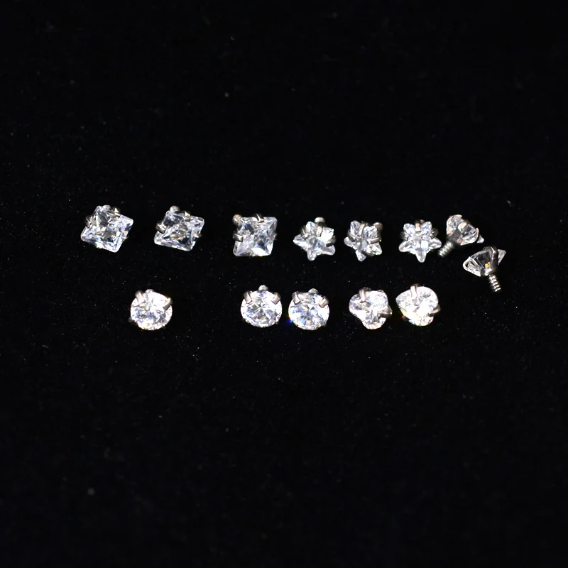10Pcs 1,0x2-5mm Zirkon Top Teil Für Ohr Knorpel Tragus Piercing Körper Schmuck DIY Komponente für Monore Labret Lip Stud – Detail 2