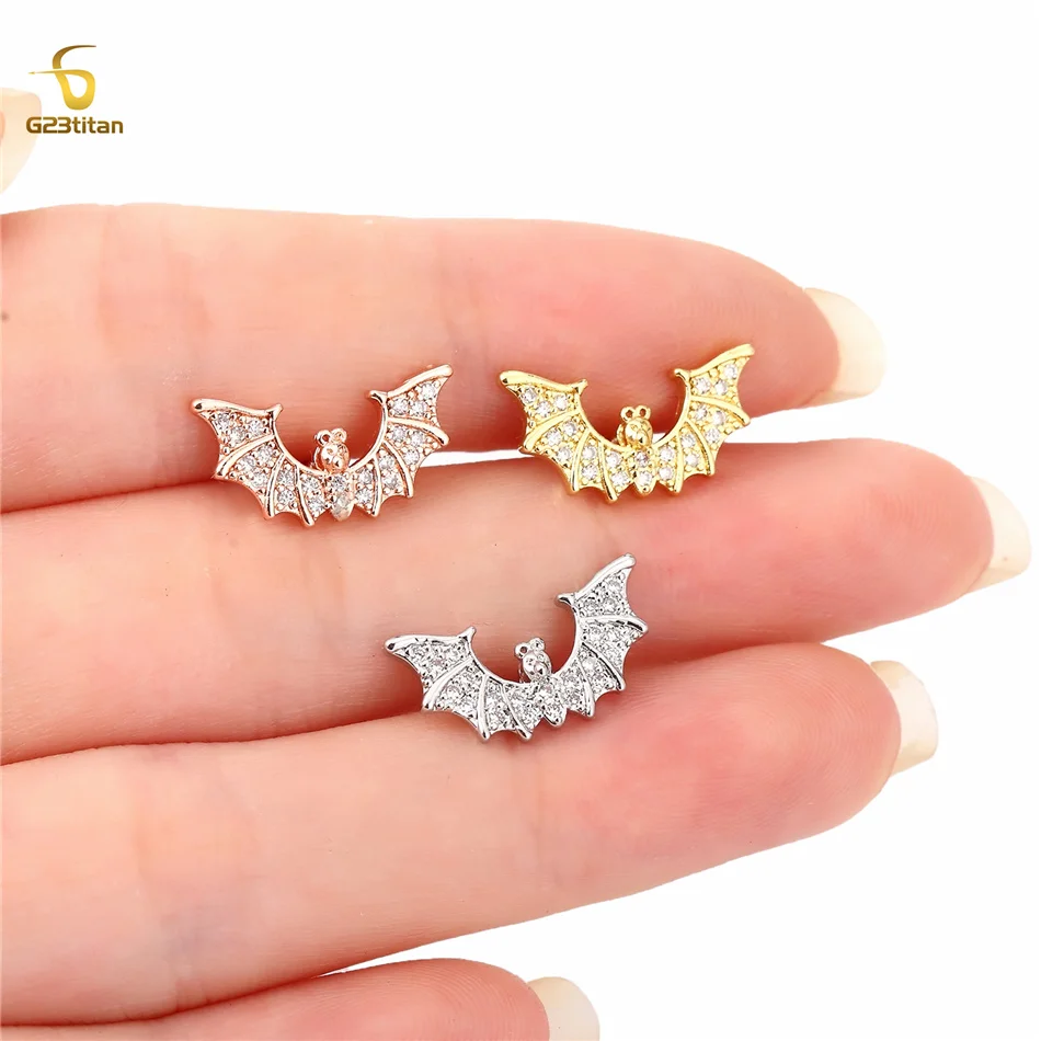 

CZ Bat Piercing Earring Auricle Cartilage Helix Pierce 16G Stainless Steel Lobe Stud Gothic Women Accessories Body Jewellry