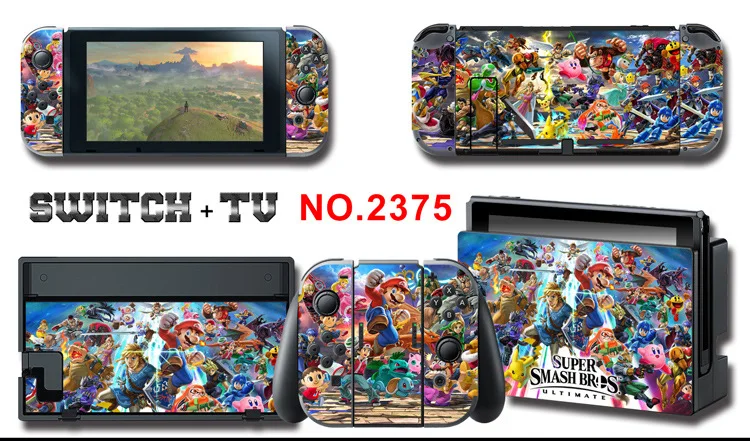 1set New Cute Anime Full Body Sticker for NS Switch Protective Cover Skin Colorful Art for Game Console Joy-Con Controller Decor