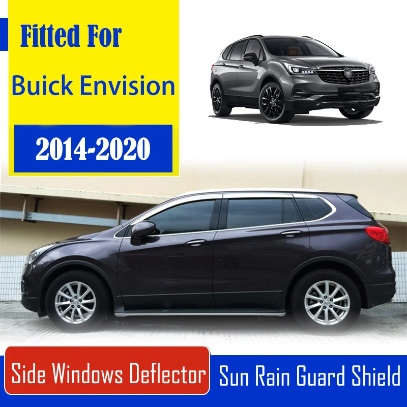 

1 Set Chrome Side Vent Sun Shade Window Visors Rain Guard Deflectors For Buick Envision 2014-2020