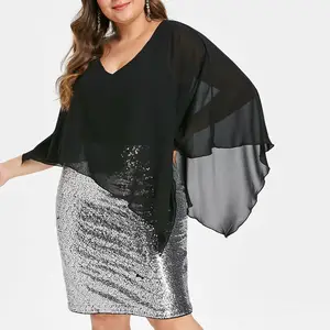 bodycon dress with chiffon overlay