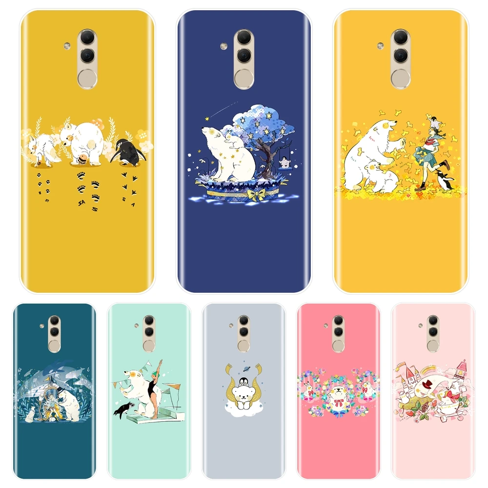 Чехол для телефона с милым пингвином и кроликом белого медведя Huawei Mate 9 10 20 Lite