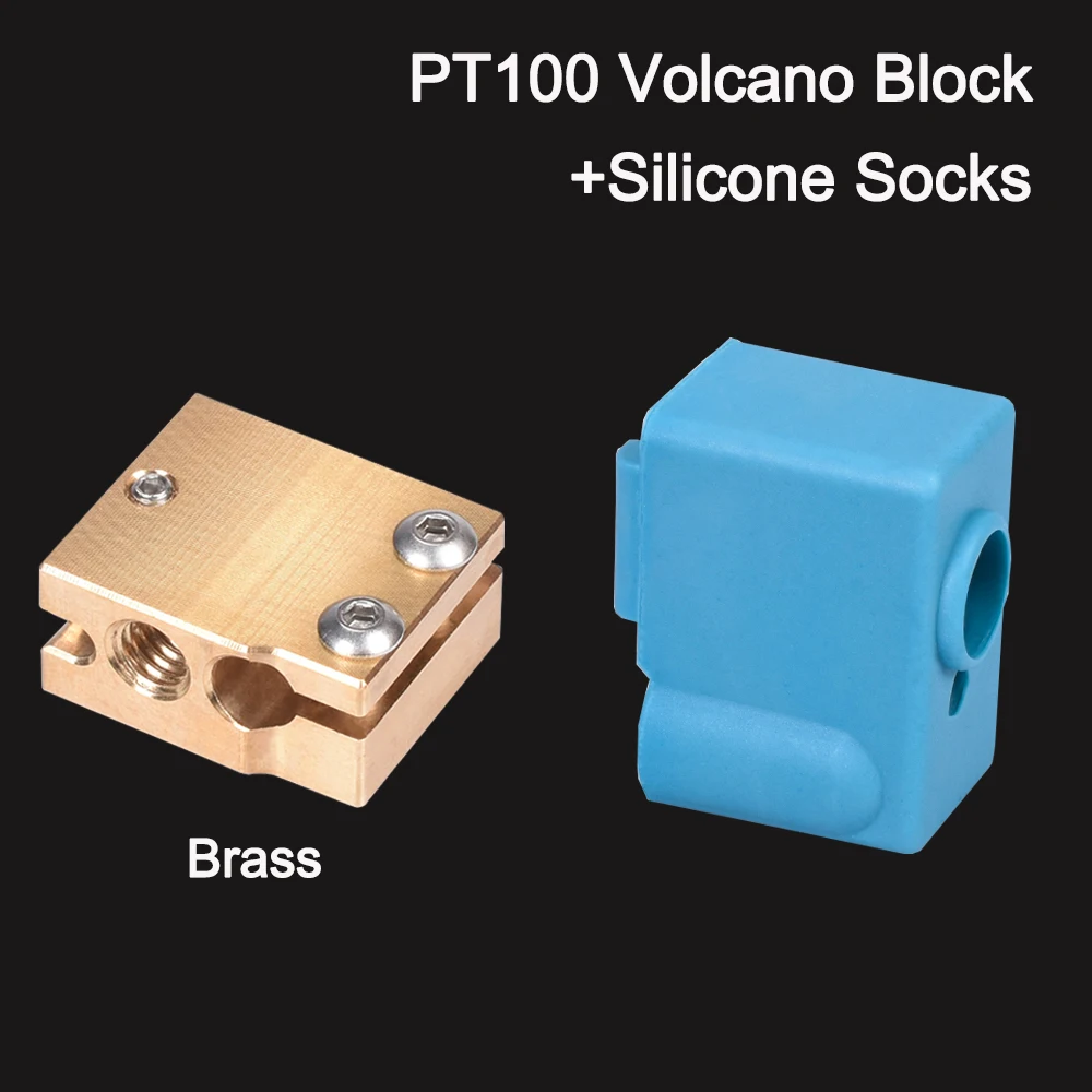 PT100 нагревательный блок Volcano Brass для E3D Hotend Nozzle Silicone Socks подходит V6 Extruder 3D Printer