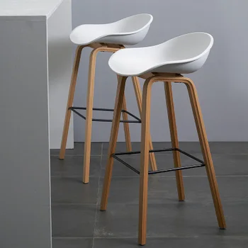 

Nordic simple modern solid wood bar chair fashion front desk high stool leisure Cafe designer creative bar chair