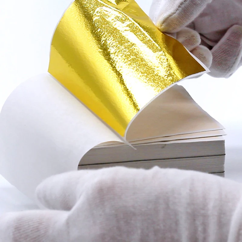 100pcs Gold Foil Edible Gold Leaf Sheets For DIY Cake Decoration Arts Crafts Gilding Design Paper Gift Wrapping Scrapbooking