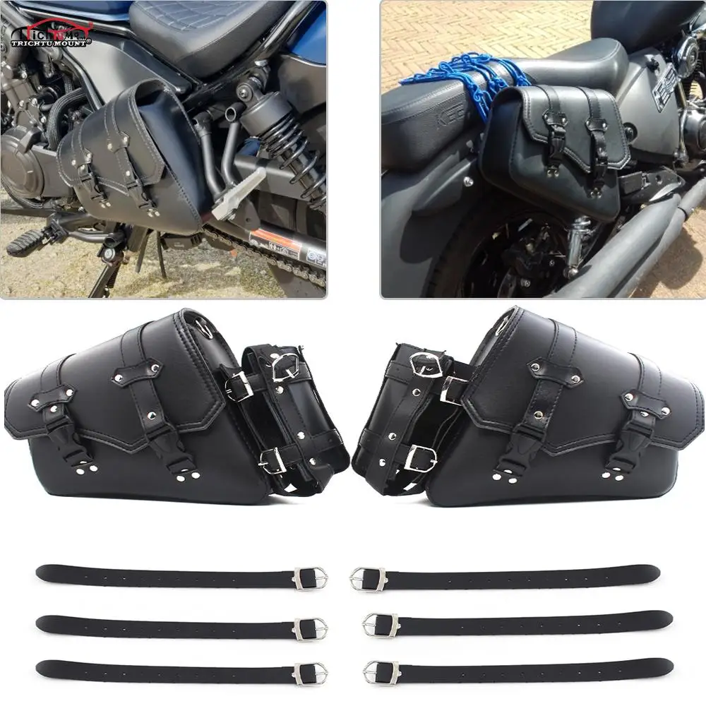 

Universal Motorcycle Vintage Side Storage Tool Pouch Saddle Luggage Bags Retro Saddlebags For Harley Sportster Iron 883 XL883N