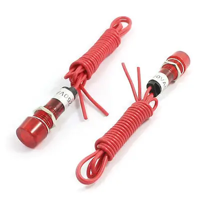 

2Pcs AC 250V Cylinder Shape Red LED Buzzer Alarm Accident Signal Pilot Lamp 1m