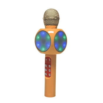 

Wireless Bluetooth Ktv Speaker Mini Home Mic Microphone Fashion Flash Led Light Handheld Microphone For Mobile Phone Music Playe