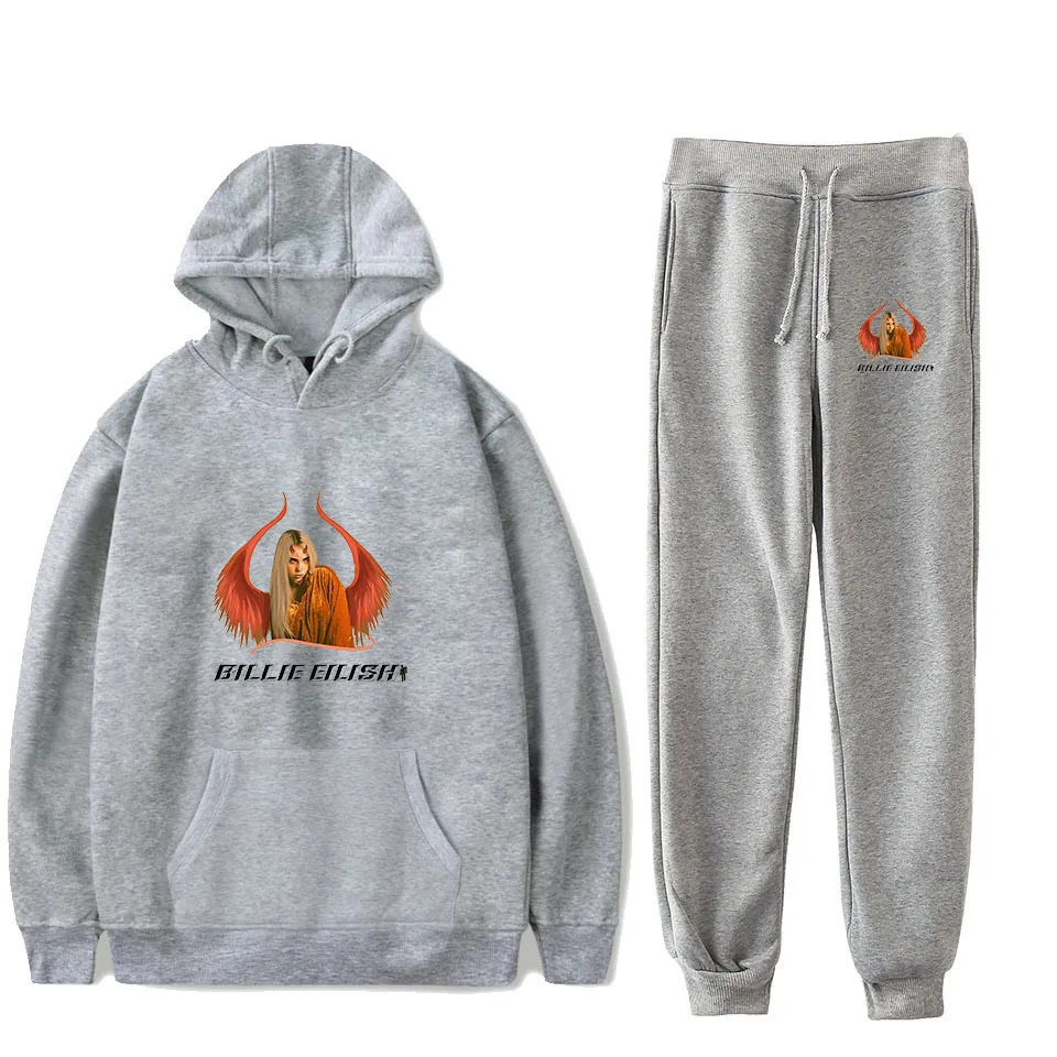 Новинка Billie Eilish, модный свитер с капюшоном и длинными рукавами, 2 шт., Billie Eilish, Женский/мужской спортивный костюм, толстовки, штаны, Модный повседневный
