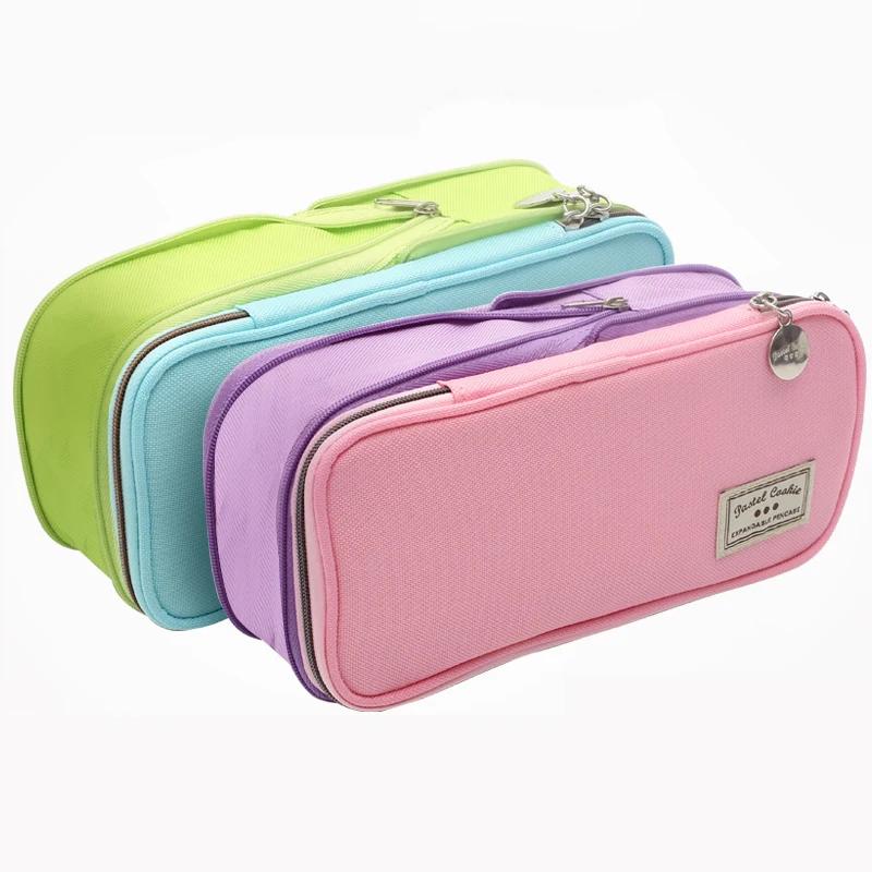 

Double Zipper Cartoon Patterns Pencil Bag For Girls Canvas Pencil Case Cute Stationery Canvas Pencils Case School Large Capacity