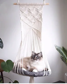 

Nordic style handmade woven tapestry cat's nest cat's hammock soft nest cat hanging basket for cat swing hanging chair for cat