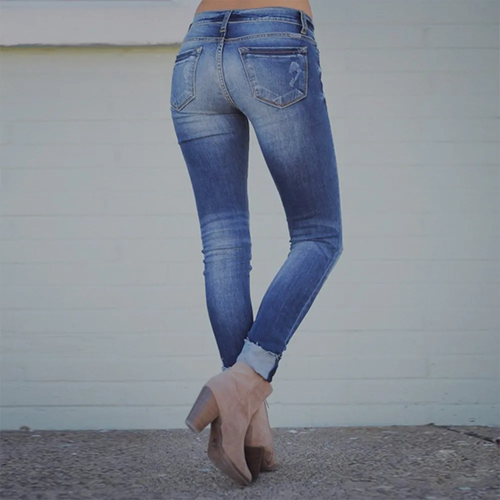 Плюс размер молния летают женские джинсы штаны с завышенной талией женские эластичные облегающие брюки с дырками эластичные брюки маленькие ноги укороченные джинсы