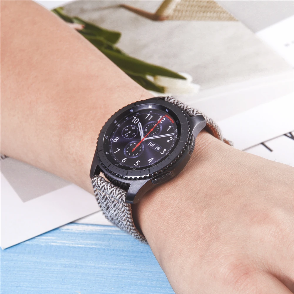 20 мм 22 мм холщовый ремешок для часов Galaxy Watch 46 мм нейлоновый кожаный быстросъемный ремешок для часов Galaxy Watch Active gear S3 полосы