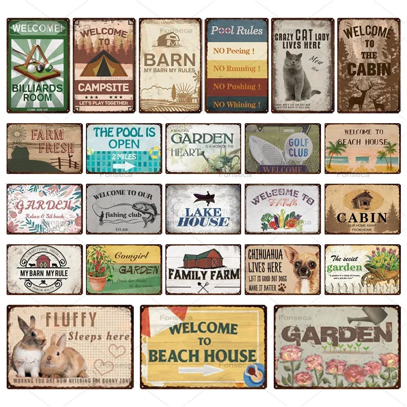 Welcome To Cabin Metal Signs Vintage Tin Plaques Farm Home Garden Decoration Wall Artwork Man Cave Garage Iron Painting 20x30cm | Дом и сад
