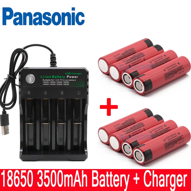 NCR 18650GA 30A разрядка 3,7 V 3500mAh 18650 аккумуляторная батарея,+ USB зарядное устройство - Цвет: Красный