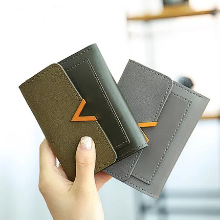 

Women and Men Wallet Frosted Flip Short Ladies Purse Card Bag V-shaped Mini Wallet Designer Wallets Famous Brand Women Wallet