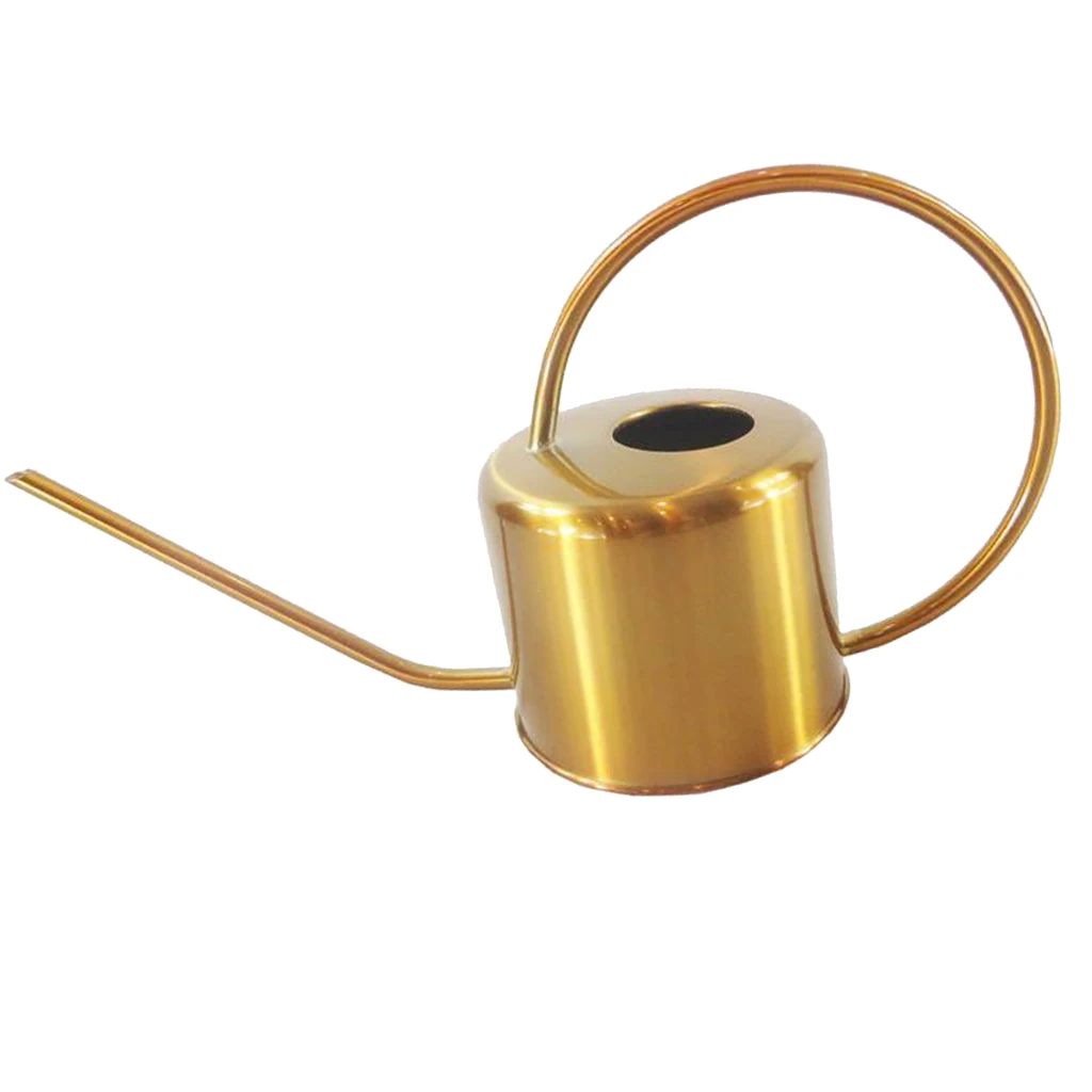 Retro Style Gorgeous Long Spout/Iron Watering Can Gardening Tool 0.9 L / 32oz (Golden Brass)